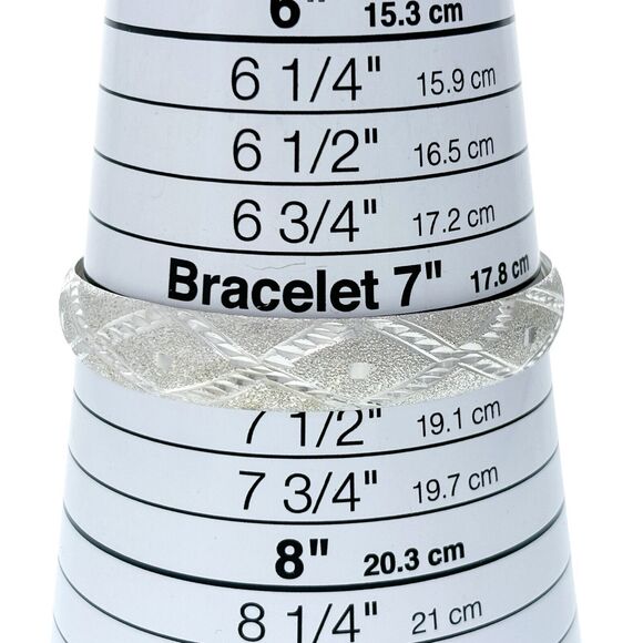 Vintage Mexico Sterling Silver 925 Diamond Cut Adjustable Bangle Bracelet 7.25" - Picture 4 of 6